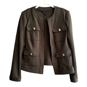 WHBM Luxe Stretch Military Jacket Suiting Blazer Sergeant Green Size 8